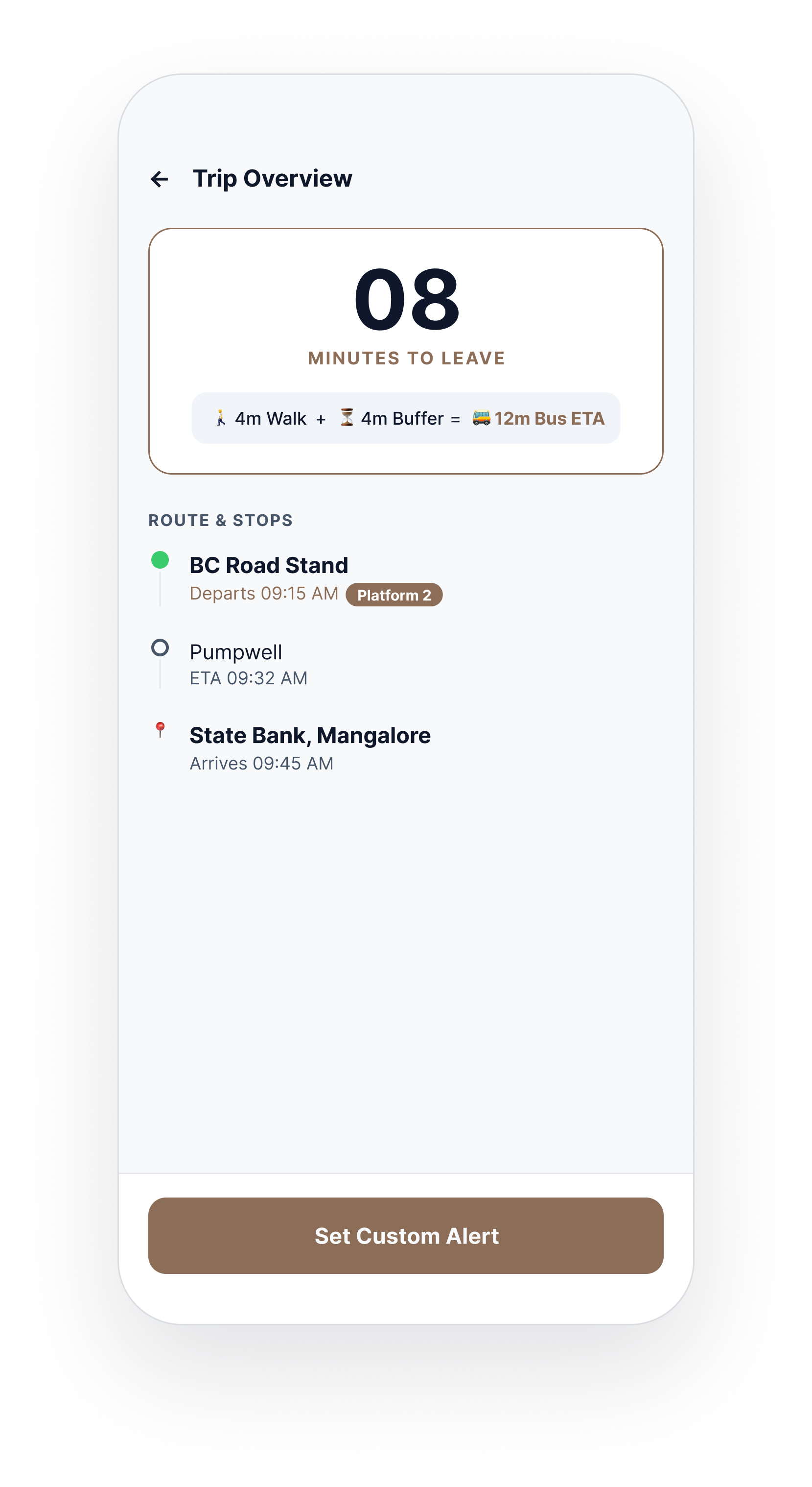 Trip overview screen